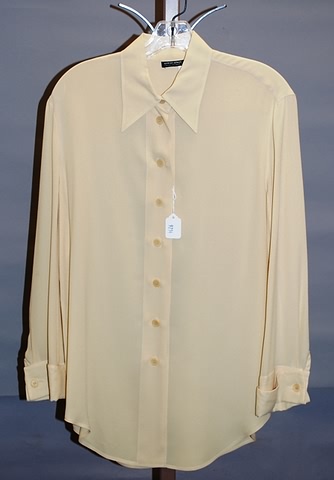 Appraisal: Giorgio Armani maize silk long sleeve shirt with French cuffs