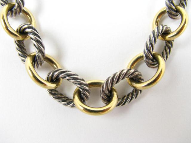 Appraisal: David Yurman sterling silver and k yellow gold large rolo