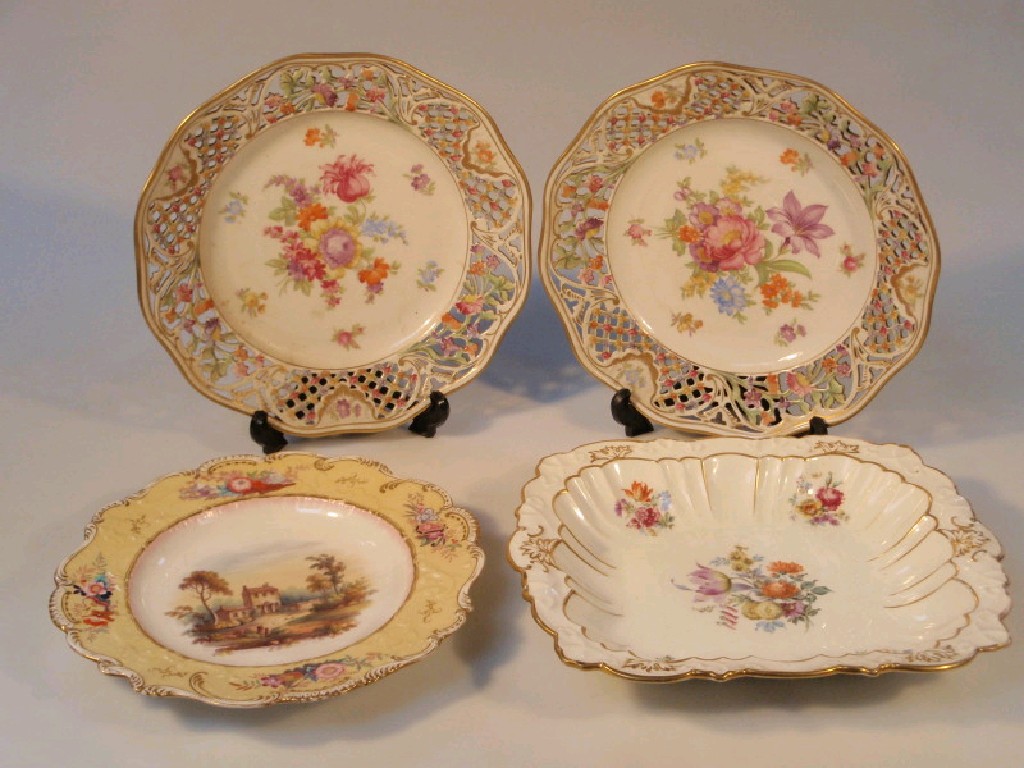 Appraisal: A Hammersley rectangular dish a pair of Bavarian pierced cabinet