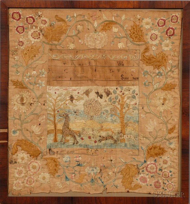 Appraisal: Needlework Sampler probably New England late th early th century