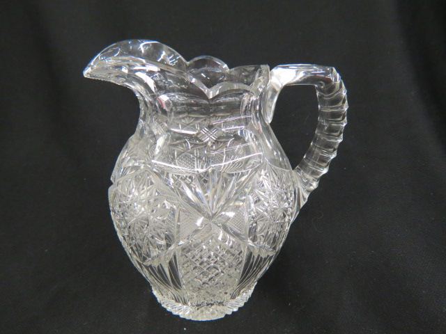 Appraisal: Libbey Cut Glass Pitcher brilliant period nice bulbous form starburst