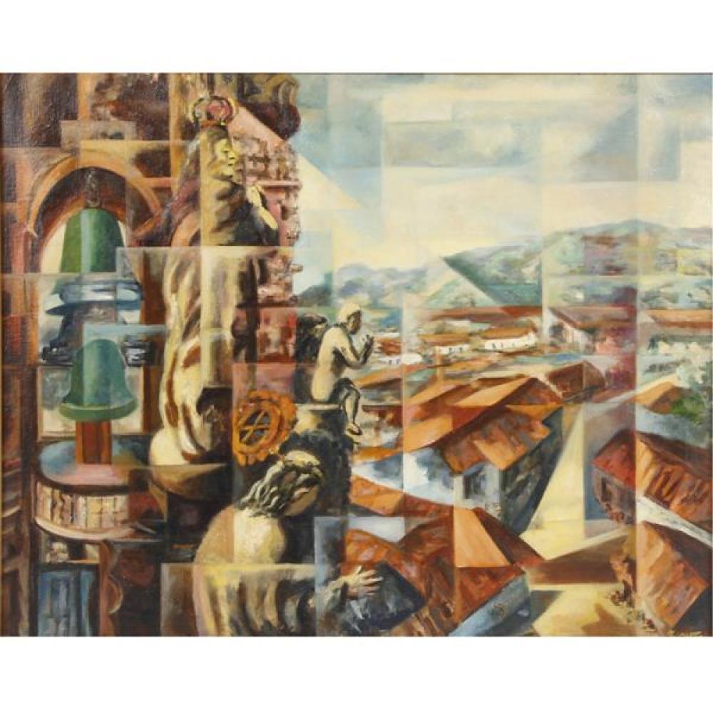 Appraisal: GERALD BERNSTEIN AMERICAN - TAXCO CUBIST OIL ON CANVAS H