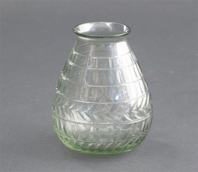 Appraisal: A Powell Whitefriars Roman Cut glass vase cut with bands