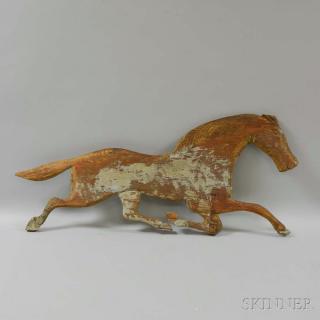 Appraisal: Carved and Painted Pine Horse Weathervane damage ht wd in