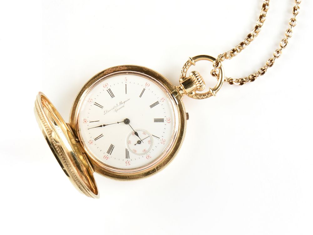 Appraisal: A SWISS DAVID J MAGNIN K YELLOW GOLD ENGRAVED AND