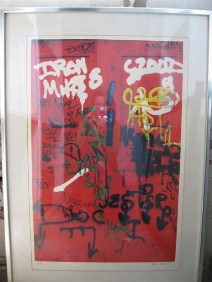 Appraisal: JON NAAR american Pair of Graffiti prints in brushed aluminum