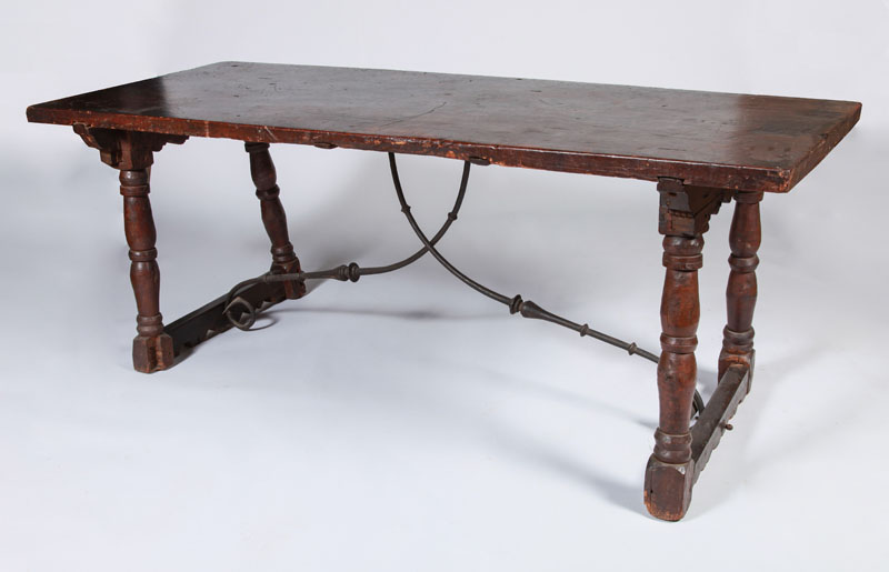 Appraisal: SPANISH BAROQUE STAINED WALNUT TRESTLE TABLE x x in Estimate