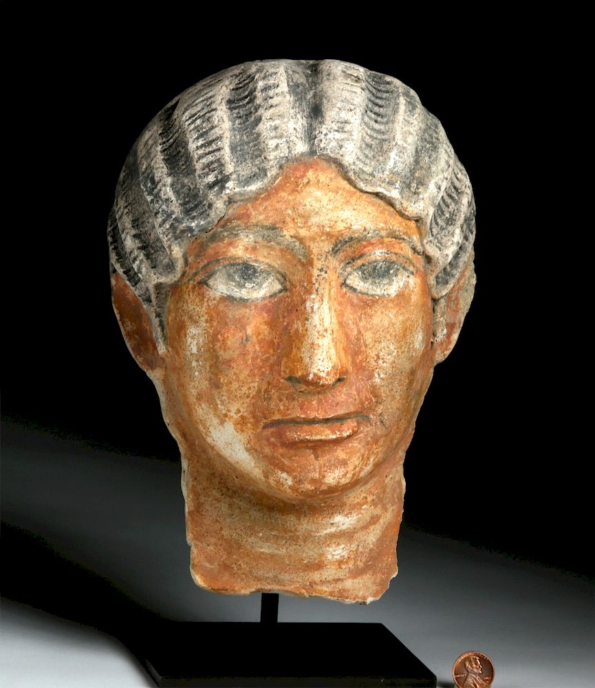 Appraisal: Romano Egyptian Painted Stucco Portrait Head of a Woman Egypt