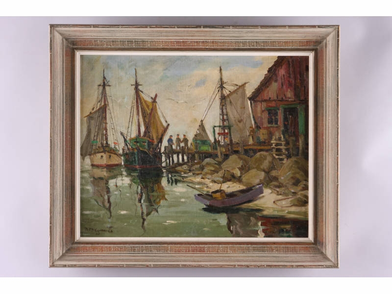 Appraisal: Robert Connavale Am th c New England Docks oil on