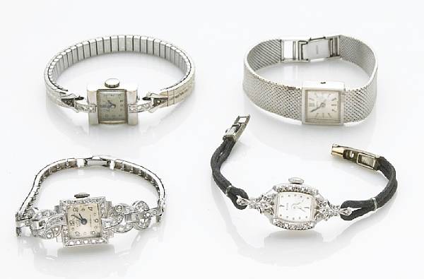 Appraisal: A collection of four ladies diamond k and k white