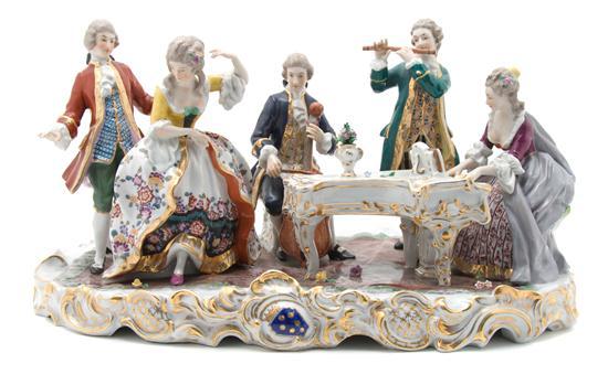 Appraisal: German Porcelain Figural Group depicting five musicians in period costume