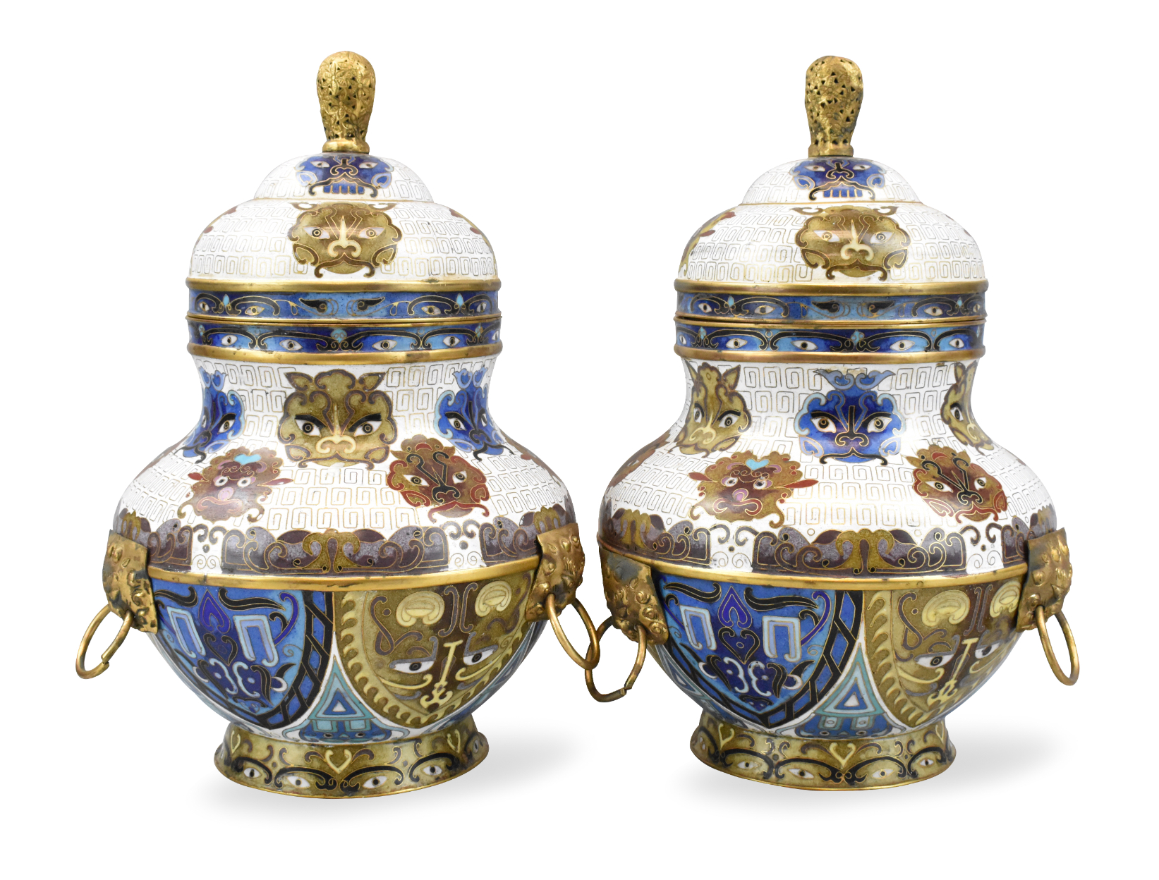 Appraisal: A pair of Chinese cloisonne jars with lids ROC Period