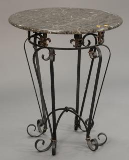 Appraisal: Marble top table with iron base ht in dia in