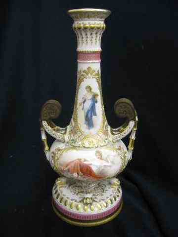 Appraisal: Royal Vienna Handpainted Porcelain Vase Nymph design with maidens elaborate