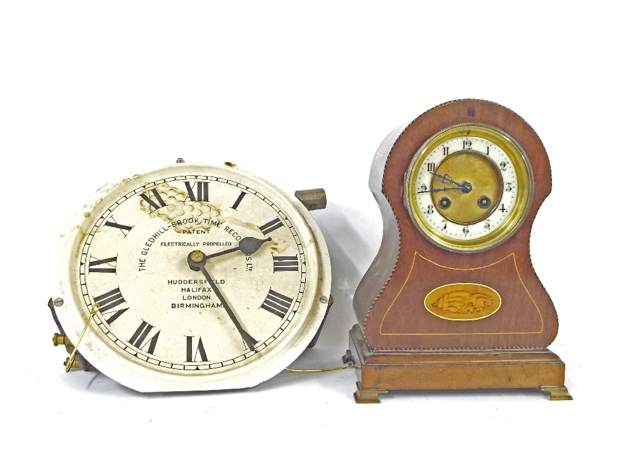 Appraisal: Edwardian two train balloon mantel clock the Japy Freres movement