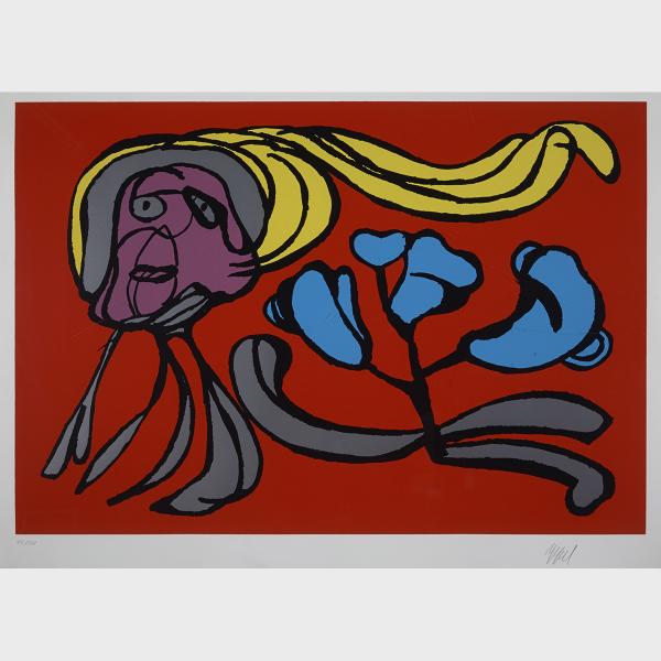 Appraisal: Karel Appel - FLOATING RED PASSION Dutch Colour silkscreen signed