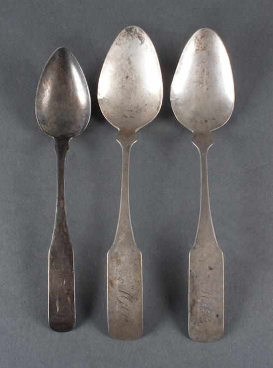 Appraisal: Three Federal coin silver spoons by Southern makers early th