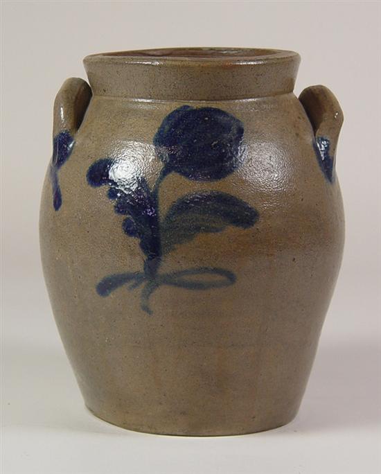 Appraisal: Stoneware Crock with Cobalt Decoration Mid th century This was