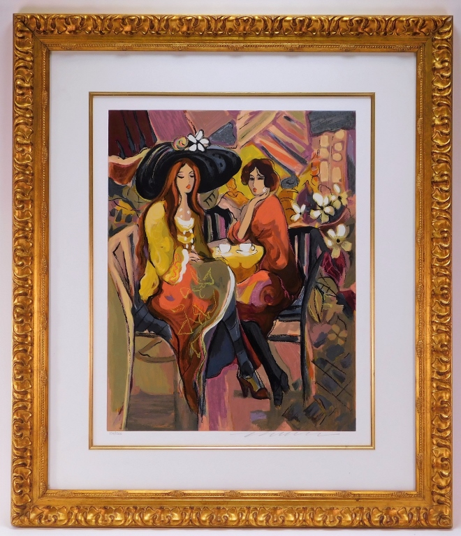 Appraisal: ISAAC MAIMON MODERN PARISIAN CAFE LITHOGRAPH Israel b Depicting two