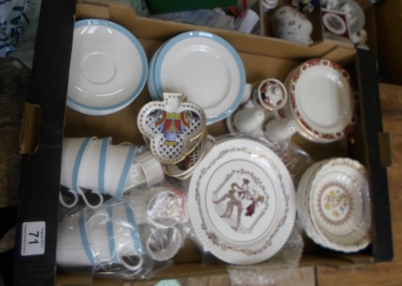 Appraisal: Tray to include Christmas Plates Spode Buttercup Bowls Blue and