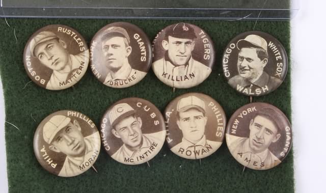 Appraisal: Grouping of eight Sweet Caporal P- Baseball Pins Pins include