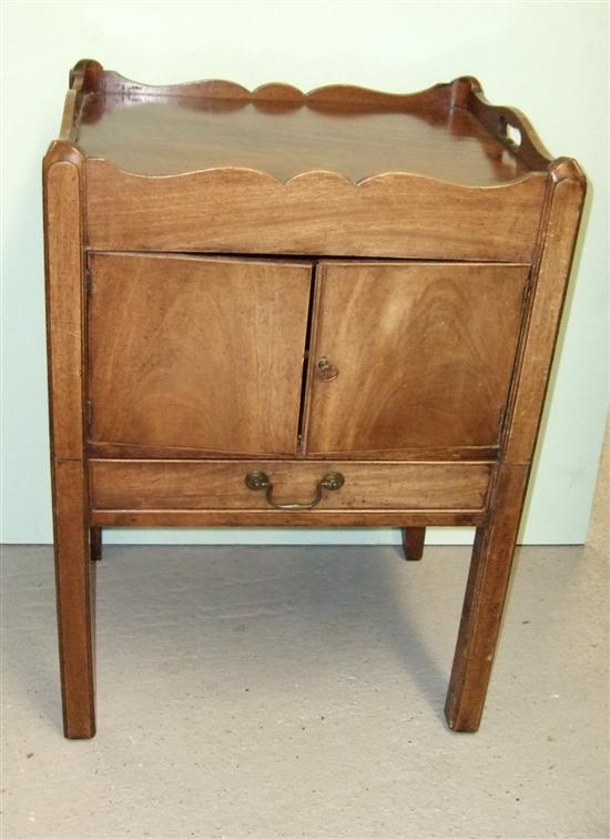 Appraisal: George III mahogany commode converted tray top above two cupboard