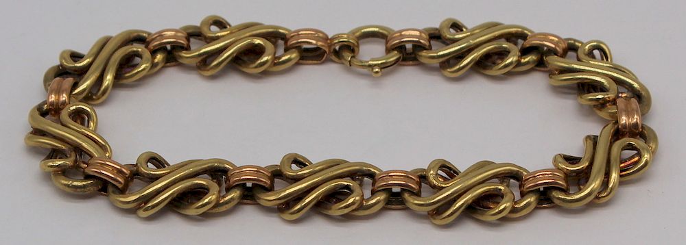 Appraisal: JEWELRY Austrian Bi-Color kt Gold Bracelet Austrian kt bi-color gold