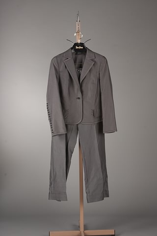 Appraisal: Akris dark gray piece cotton silk blend slacks suit with