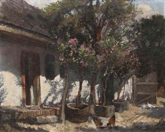 Appraisal: Ference Ujvary Hungarian - Flowering Trees oil on canvas signed