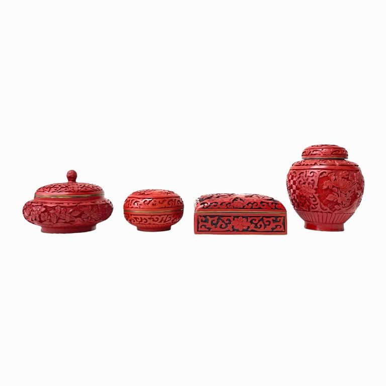 Appraisal: Lot of Chinese Antique Carved Cinnabar Lacquer One box one