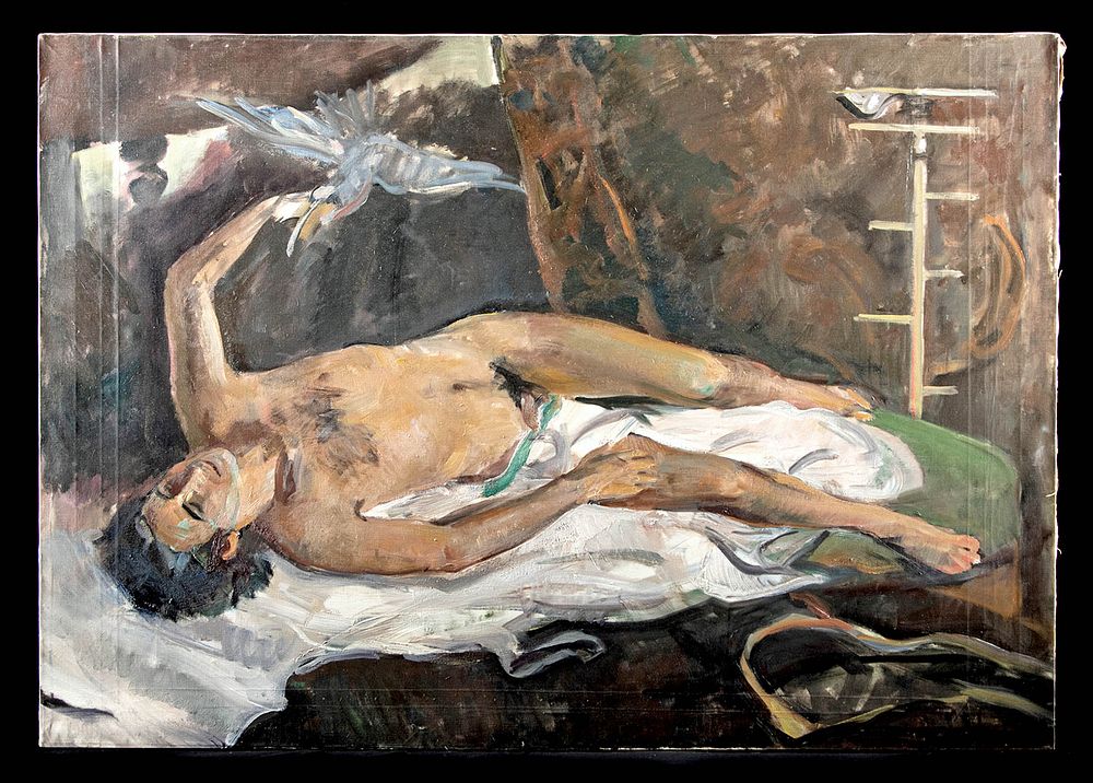 Appraisal: William Draper Painting - Male Nude Bird ca William Franklin