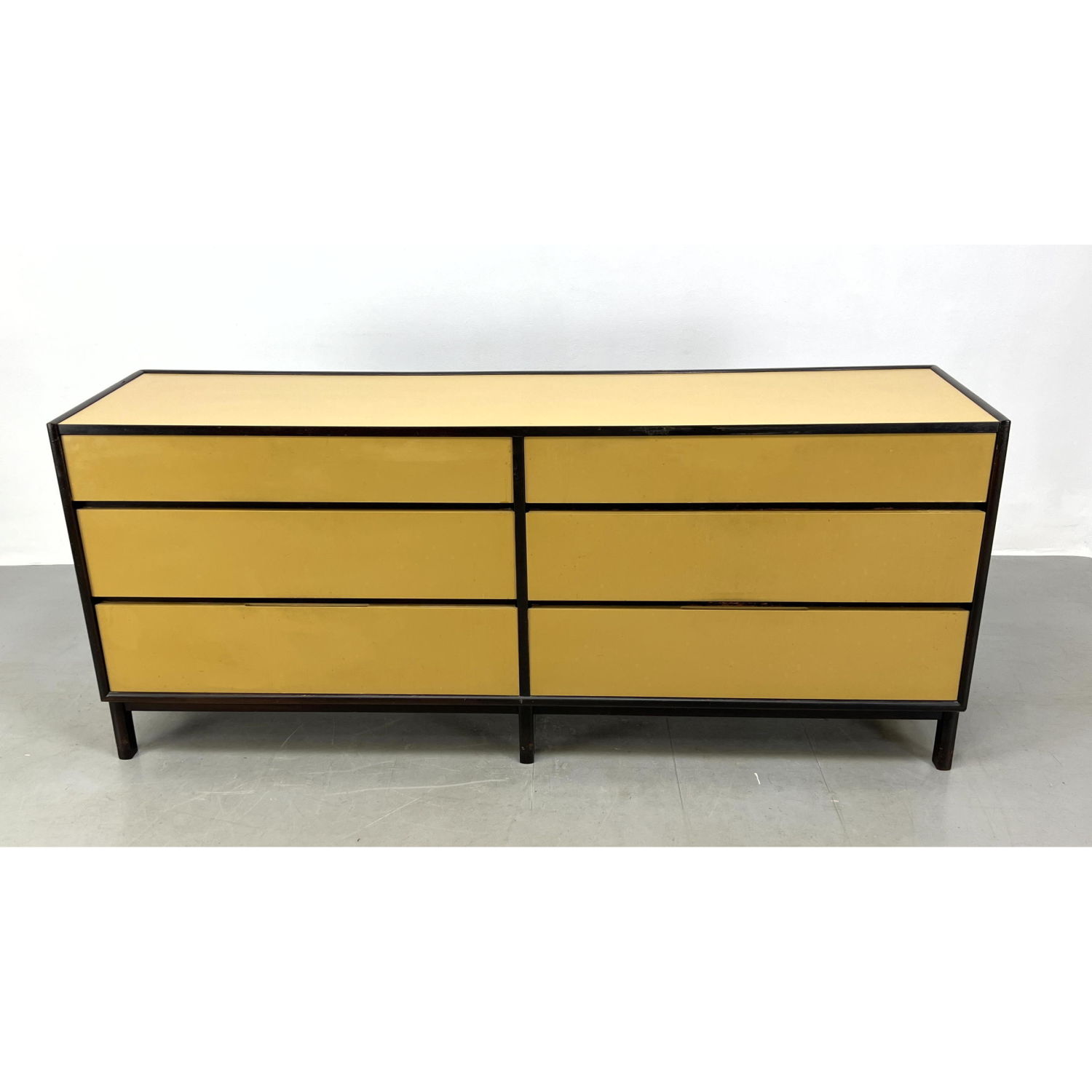 Appraisal: Dunbar Two Tone Modernist Credenza Dresser Six drawers Contrasting dark