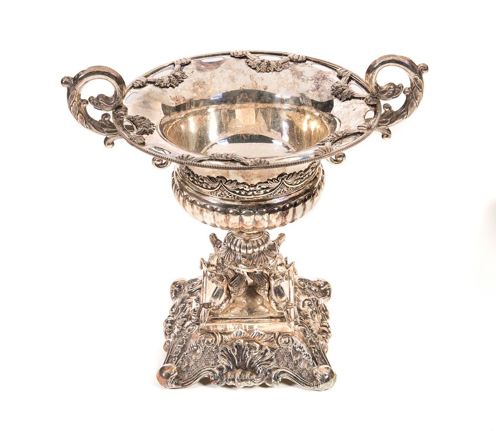 Appraisal: Early Hallmarked Silver Lion SCHRO Centerpiece Hallmarked Silver SCHRO Centerpiece