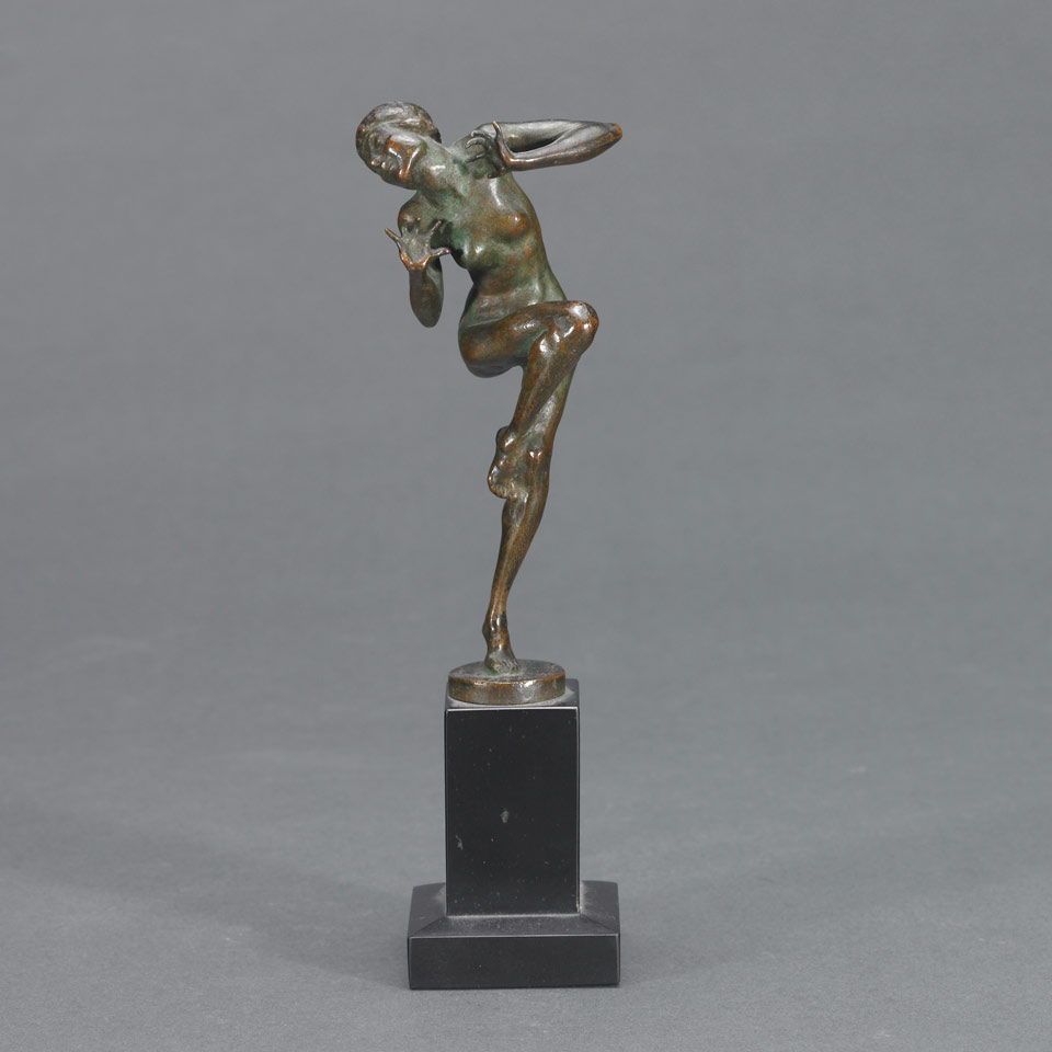 Appraisal: MOMENT MUSICAL French School Patinated Bronze Figure of Dancing Nude