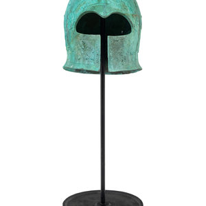 Appraisal: A Greek Style Bronze Helmet of Cretan Type After the