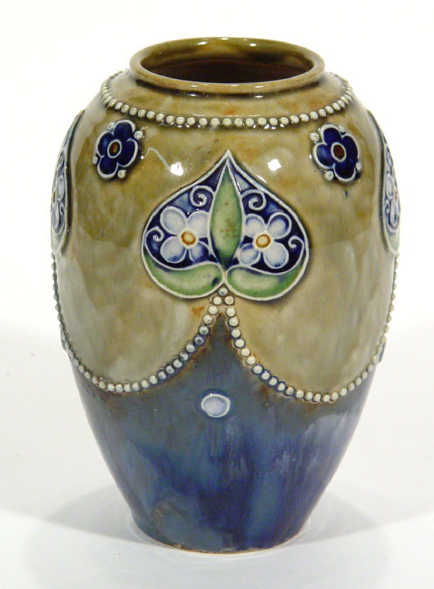 Appraisal: Royal Doulton ovoid stoneware vase relief moulded and hand painted