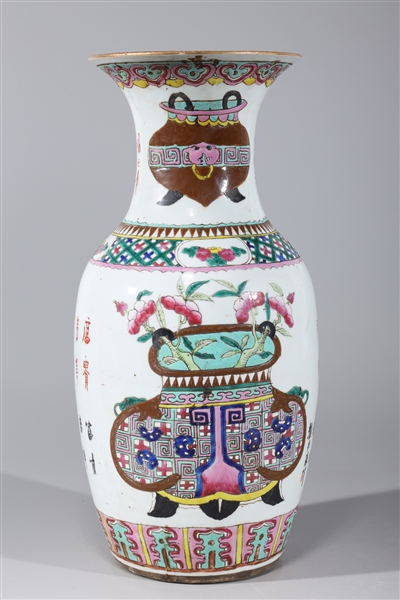 Appraisal: Chinese famille rose enameled porcelain vase with gilt detail flowers