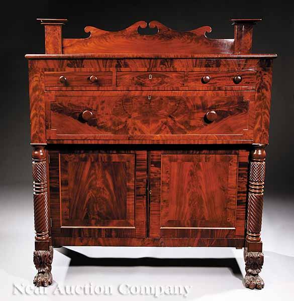 Appraisal: An American Late Classical Carved Mahogany Sideboard c the top