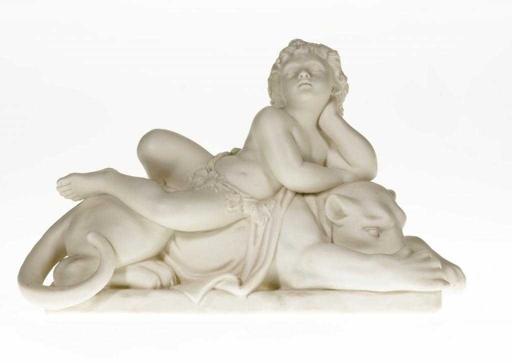 Appraisal: A MINTON PARIAN WARE FIGURE OF THE INFANT BACCHUS modelled