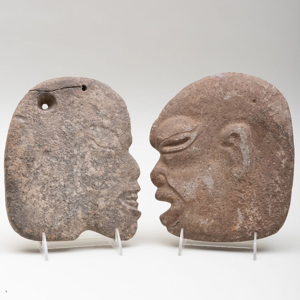 Appraisal: Two Mayan Stone Relief Hachas The larger x in the