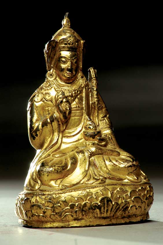 Appraisal: ANTIQUE GILT BRONZE DEITY Antique Tibetan or Mongolian gilt bronze