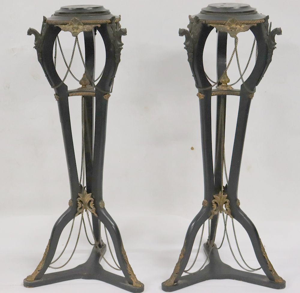 Appraisal: Pair Of Victorian Ebonised And Gilt Metal Mounted Pedestals From