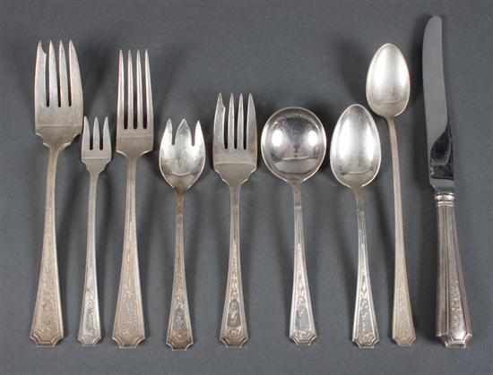 Appraisal: Partial set of American sterling silver flatware and serving pieces