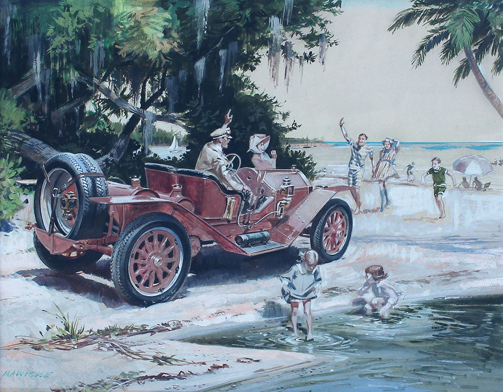 Appraisal: MAWICKE Tran American - Florida Beach Scene Illustration with Early