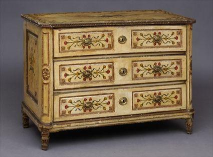 Appraisal: ITALIAN NEOCLASSICAL PAINTED WOOD AND PARCEL-GILT CHEST OF DRAWERS The