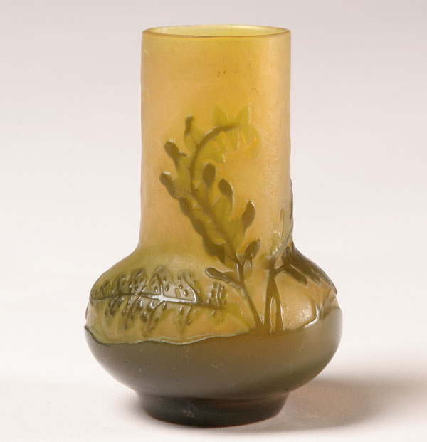 Appraisal: Emile Galle French cameo art glass vase with olive green