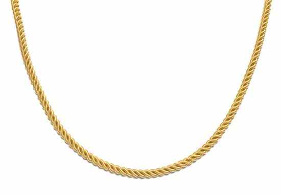 Appraisal: An Karat Yellow Gold Rope Necklace Italian Stamp Bolero KT