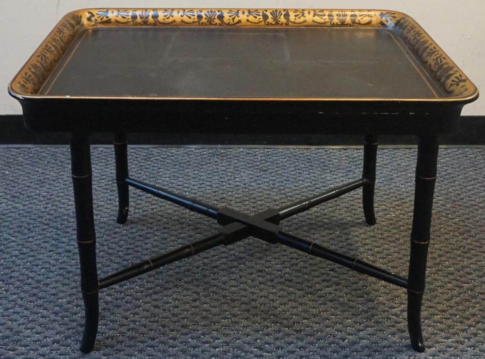 Appraisal: Victorian Style Partial Gilt and Ebonized Butlers Tray on Folding