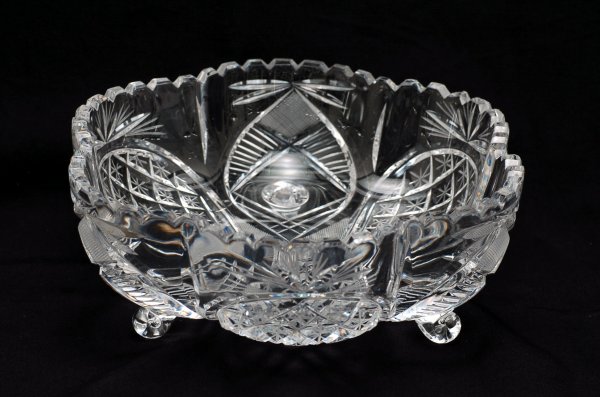 Appraisal: Cut glass bowl scalloped in shape and cut with pineapples