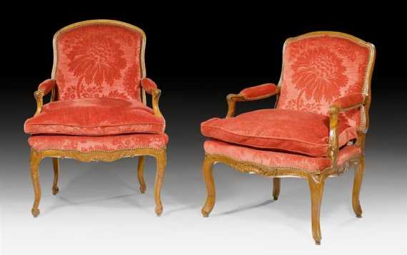 Appraisal: PAIR OF FAUTEUILS A LA REINE Regence Paris circa Beech